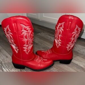 Women's Red Cowboy Boots Size 8